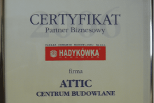 certyfikat hadykówka partner biznesowy zakład ceramiki budowlanej attic 