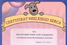 certyfikat wielkiego serca schronisko dla bezdomnych zwierząt attic składy budowlane