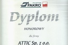 dyplom honorowy fakro składy budowlane attic