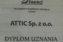 dyplom uznania fakro attic składy budowlane 